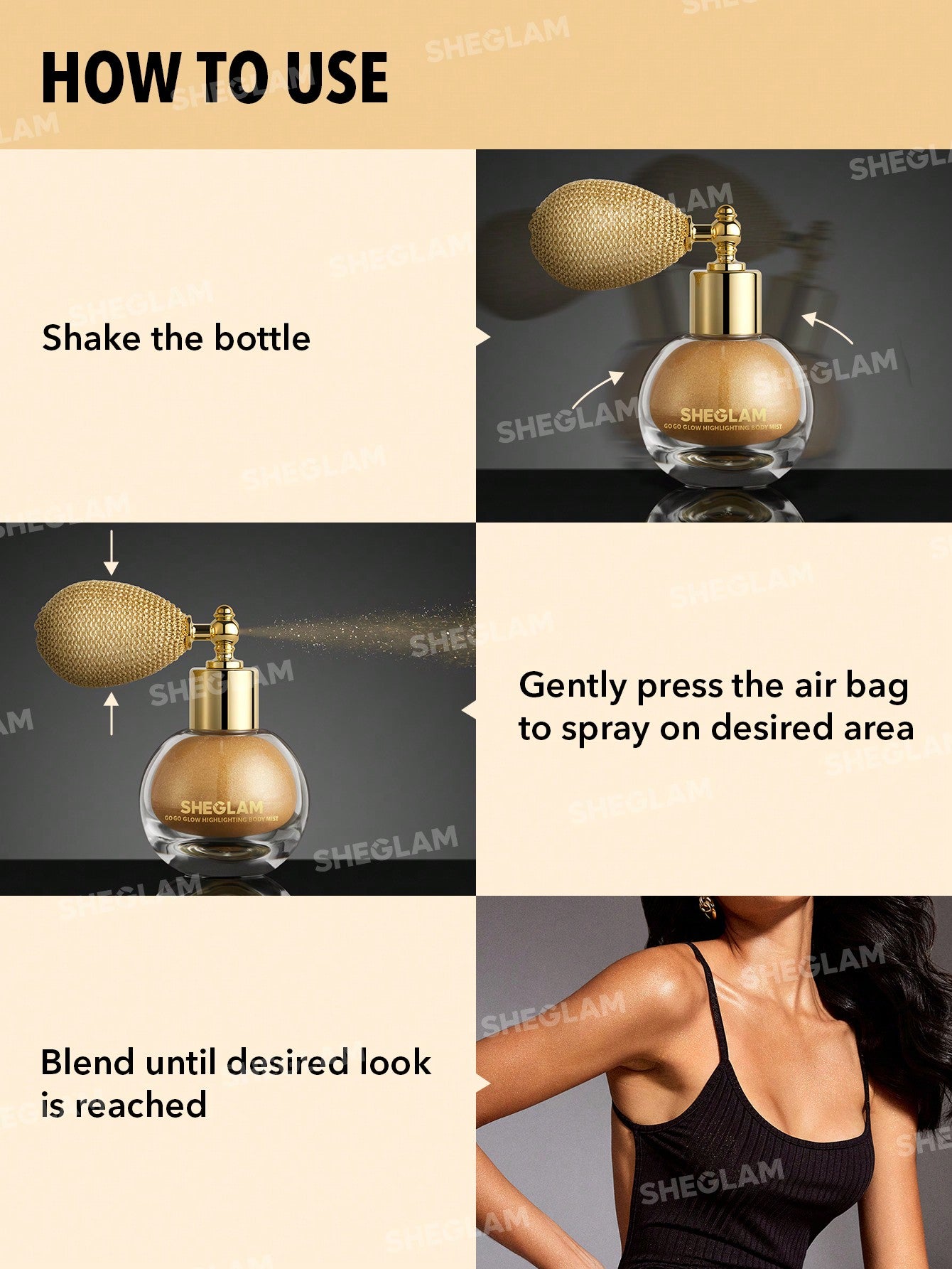 SHEGLAM Go Go Glow Highlighting Body Mist-Gold
