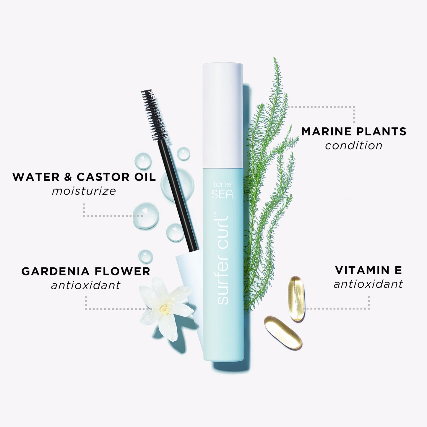 Bojë për vetulla vëllimi TARTE Surfer Curl™ me madhësi udhëtimi 3ML