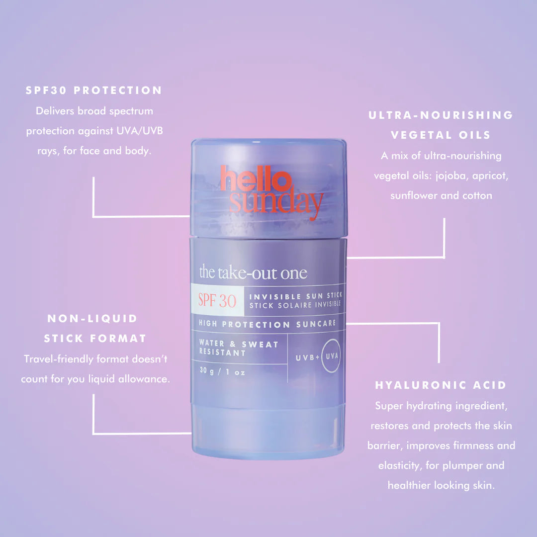 HELLO SUNDAY The Take-Out One Invisible Sun Stick SPF 30 with Hyaluronic Acid