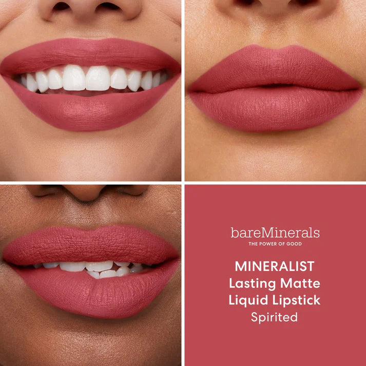 Buzëkuq BARE MINERALS Mineralist® Lasting Matte Liquid Lipstick - Nuanca Spirited - Madhësia e udhëtimit 1.3ml 